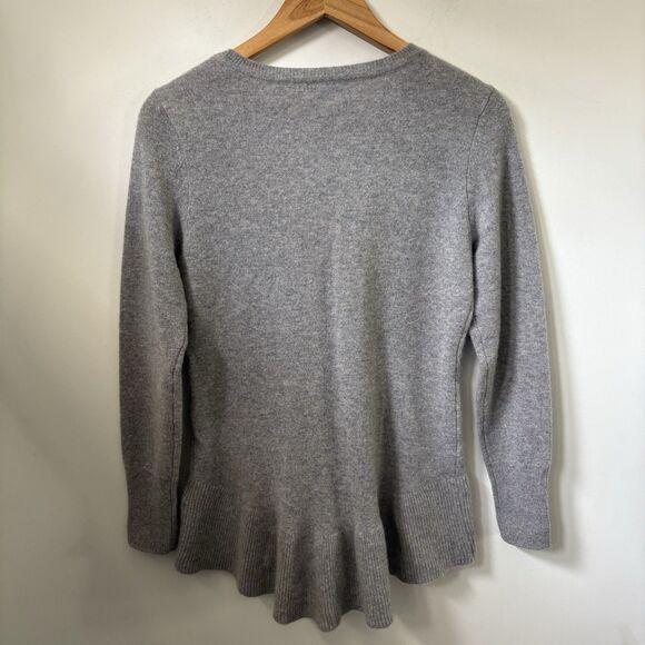 Isaac Mizrahi Women’s Cashmere Sweater XS Gray Long Sleeve Ruffled Pullover Cozy - Picture 5 of 8